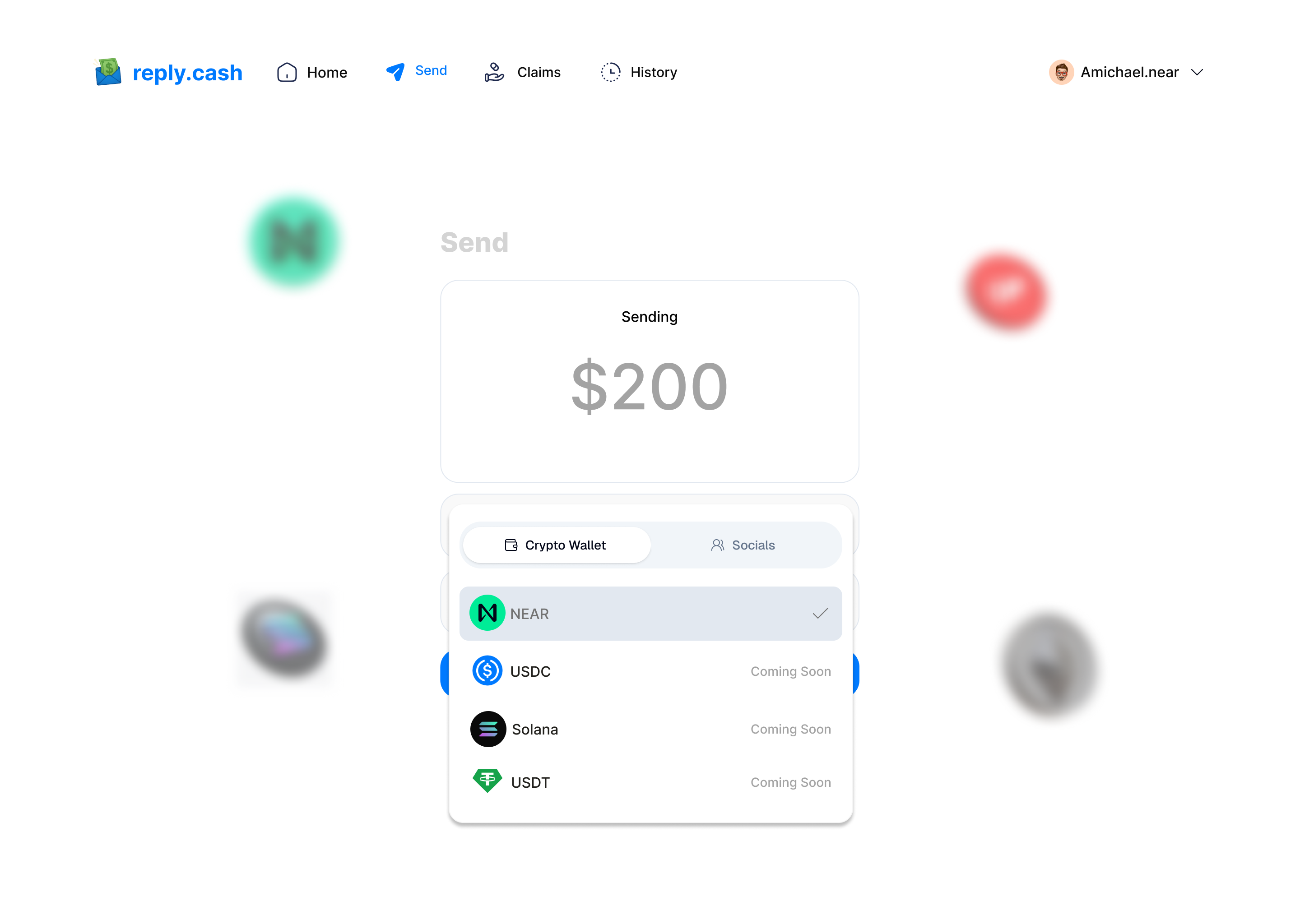 Send to wallet - input